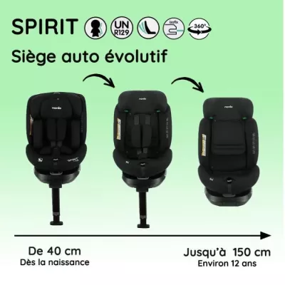 NANIA Siege auto isofix SPIRIT, Groupe 0/1/2/3, de 0 a 10 ans, 0-36 kg