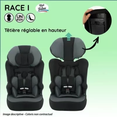 NANIA Siege auto ceinturé RACE I, Groupe 1/2/3, de 3 a 10 ans, 9-36 k