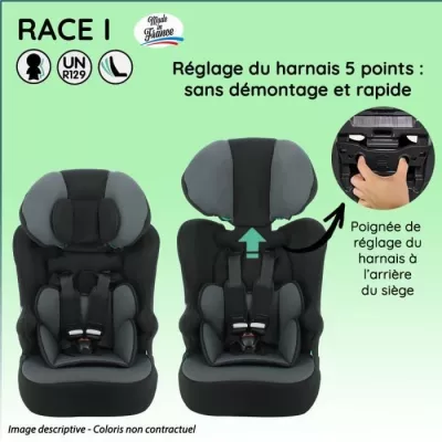 NANIA Siege auto ceinturé RACE I, Groupe 1/2/3, de 3 a 10 ans, 9-36kg