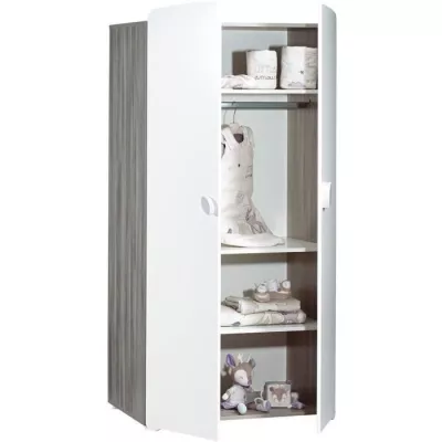 Armoire bébé Leaf - MDF - Blanc - 2 portes - 86 x 175 x 56 cm - BABY