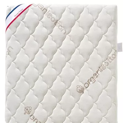 Matelas Bébé Coton Bio - 70x140x10 cm - 100% Coton - Déhoussable -