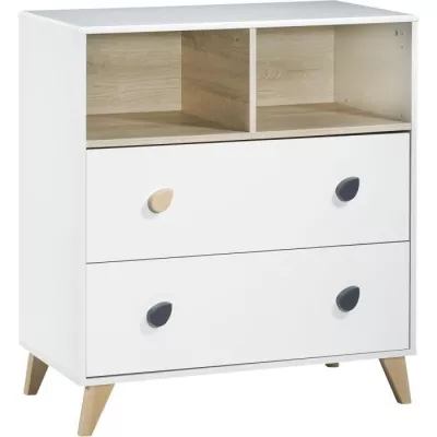 Chambre bébé duo OSLO - Lit 120x60 + Commode a langer 2 tiroirs gout