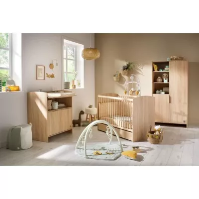 Chambre bébé trio AZUR - Lit 120x60 + Commode a langer 3 tiroirs + A