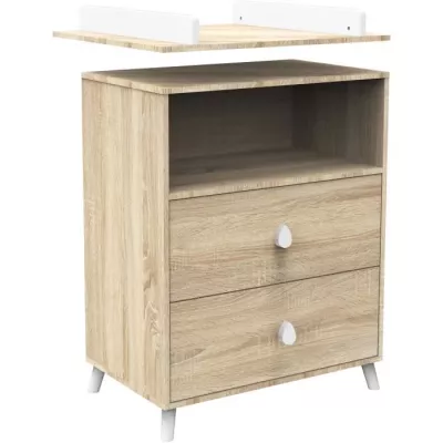 Chambre bébé duo MONTANA - Lit 120x60 + Commode a langer 2 tiroirs d