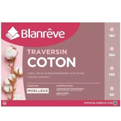 Traversin en coton BLANREVE - Confort et qualité (90 cm, Blanc)