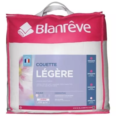 Couette légère en microfibre BLANREVE - 240 x 260 cm - Blanc