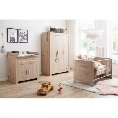 Baby room Trio : Bed 70 x 140 cm + Changing comfort + AHO wardrobe