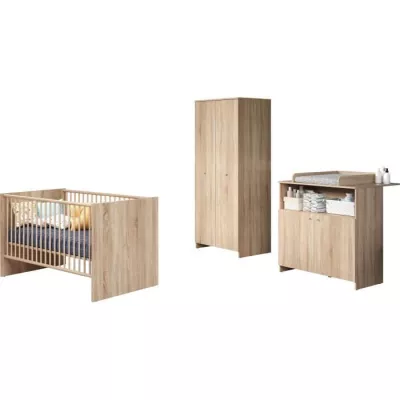 Chambre bébé trio NIKO - Lit 70x140 cm + Commode a langer 2 portes +