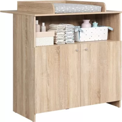 Chambre bébé trio NIKO - Lit 70x140 cm + Commode a langer 2 portes +