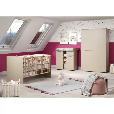 Baby room Trio : Bed 70 x 140 cm + Wardrobe + Changing comfort CLE