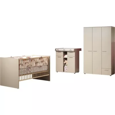 Baby room Trio : Bed 70 x 140 cm + Wardrobe + Changing comfort CLE