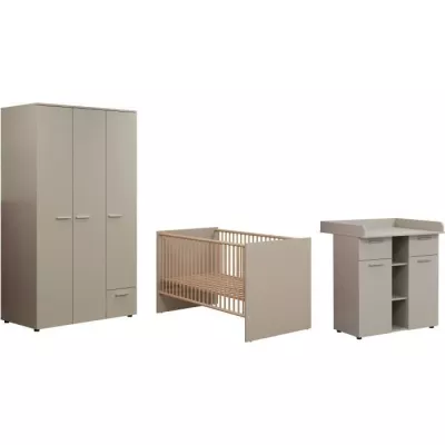 Baby room Trio : Bed 70 x 140 cm + Wardrobe + Changing comfort CLE