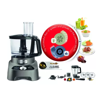 Moulinex FP825E food processor 1000 W 3 L Black, Gray