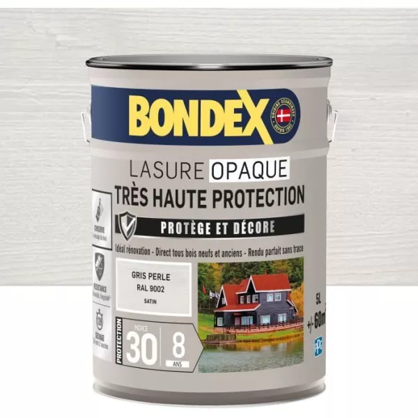 Lasure opaque Tres haute protection - Gris perle RAL 9002 satin - BONDEX - 5 L