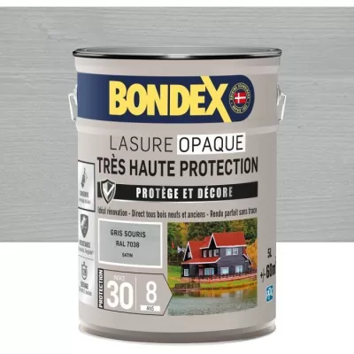 Lasure opaque Bondex 5L Gris souris RAL 7038 satin - Haute protection