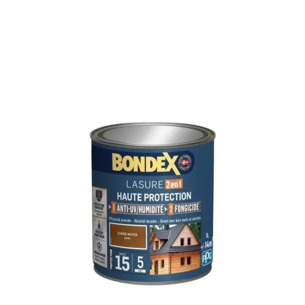 BONDEX Lasure 2 en 1 Satin Haute Protection 5 ans - Chene moyen