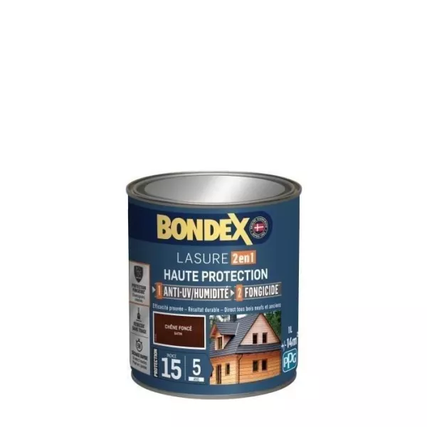 BONDEX Lasure 2 en 1 Satin Haute Protection 5 ans - Chene foncé