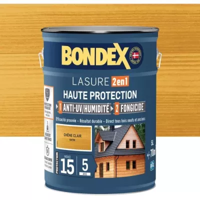 Lasure 2 en 1 Haute protection - Chene clair satin - BONDEX - 5 L