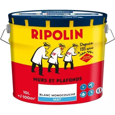 Peinture murs & plafonds - COLLECTOR - Blanc - Mat - RIPOLIN - 10 L