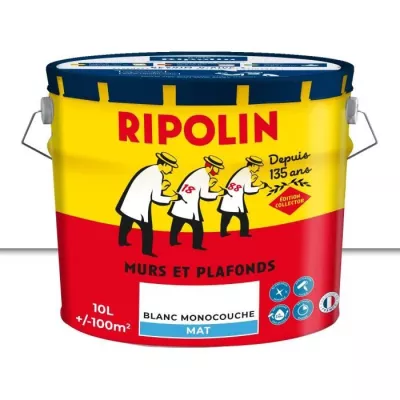 Peinture murs & plafonds - COLLECTOR - Blanc - Mat - RIPOLIN - 10 L