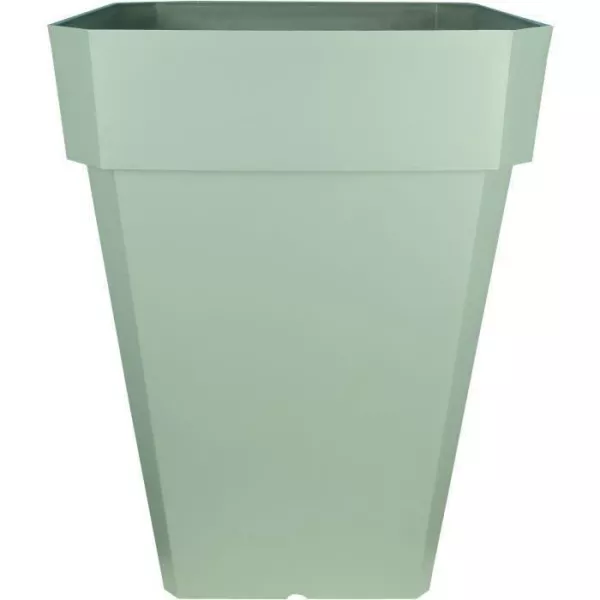 Bac a fleurs carré RIVIERA SOLEILLA - Plastique - Hauteur 53 cm - Vert argile