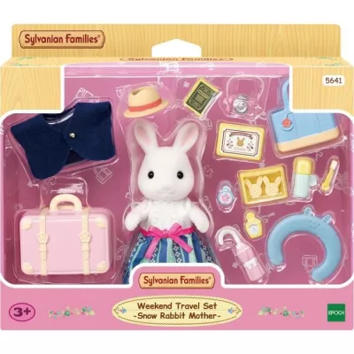 Figurine miniature - Maman Lapin neige et sa valise de weekend - SYLVA