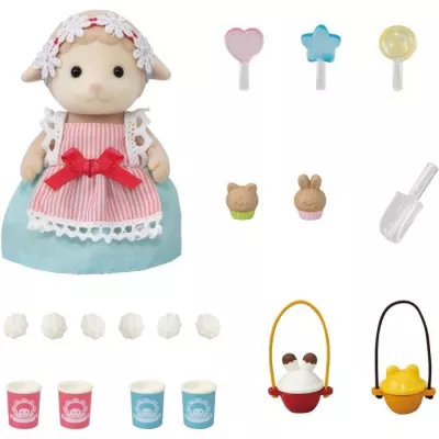 Miniature figure - SYLVANIAN FAMILIES - The sheep mother and her stand