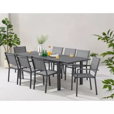 Table de jardin extensible 6 a 8 personnes - Structure et plateau en a