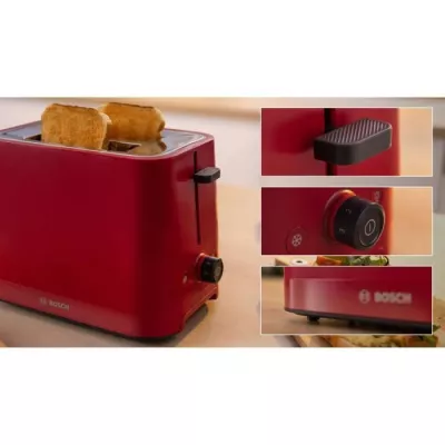 Toaster - BOSCH - TAT3M124 MyMoment - Matte red - 2 slices - centrag