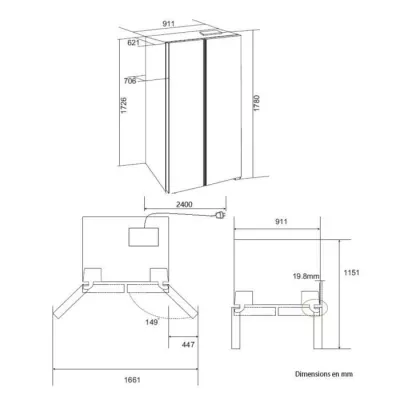 Réfrigérateur américain 556L - Total No Frost - distributeur d'eau