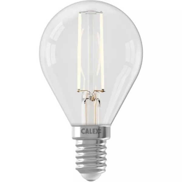 Ampoule LED E14 - CALEX - BALL P45 - Filament droit - 3,5 W - 250 lm - 2700 K - Intensité variable - Transparente