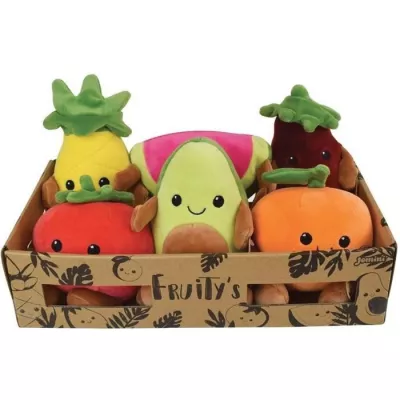 JEMINI Fruity 's cagette de 6 peluches toutes douces fruits et légumes +/- 17 cm