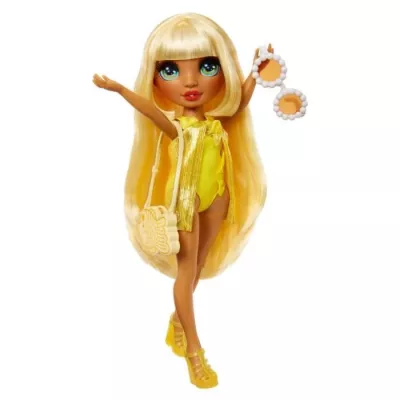 Rainbow High Swim & Style - Poupée mannequin ariculée 27 cm - Sunny (Jaune) - Maillot de bain + Paréo - a partir de 4 ans