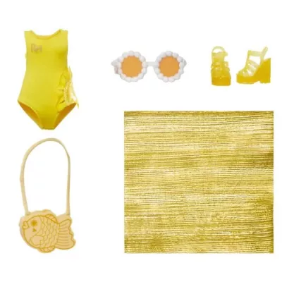 Rainbow High Swim & Style - Poupée mannequin ariculée 27 cm - Sunny (Jaune) - Maillot de bain + Paréo - a partir de 4 ans