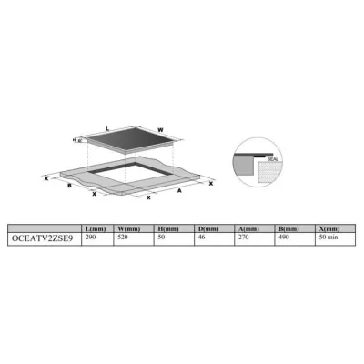 Plaque de cuisson vitrocéramique OCEANIC - 2 foyers - 2900W - commandes sensitives