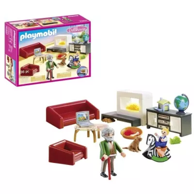 PLAYMOBIL - 70207 - Dollhouse The Traditional House - Living room with fireplace