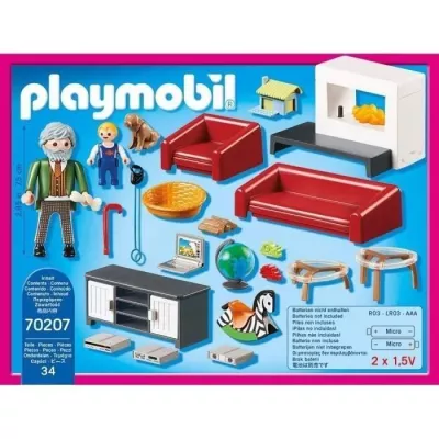 PLAYMOBIL - 70207 - Dollhouse The Traditional House - Living room with fireplace