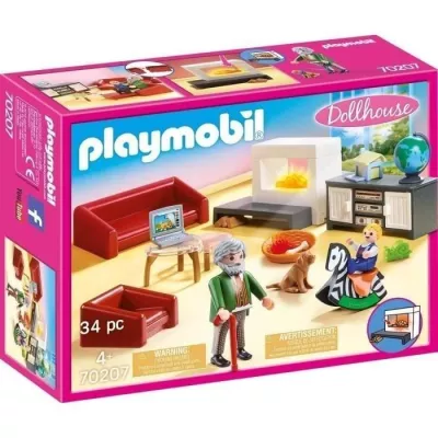 PLAYMOBIL - 70207 - Dollhouse The Traditional House - Living room with fireplace