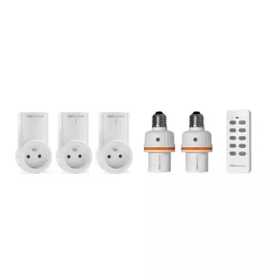 SCS SENTINEL Kit domotique télécommandé : 3 prises, 2 douilles et 1 télécommande