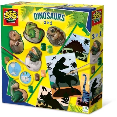 Dinosaurs 2 in 1 - Casting and painting and scratch - Creative leisure - SES CREATIVE - Mould, paint and scratch dinoses