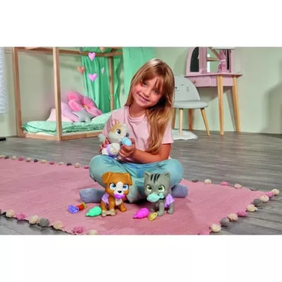 Smoby - Pamper Petz - Lapin a adopter - 4 accessoires - Articulé - Bois et fais pipi - Certificat d'adoption - Des 3 ans