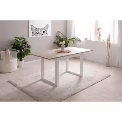 Extension table Houston 80B - 120-160 x 75 x 80 cm - Travertine effect tray - 1 extension included - 8 persons