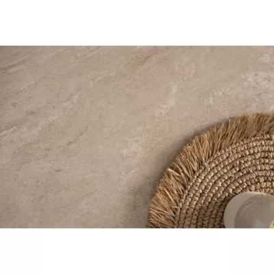 Extension table Houston 80B - 120-160 x 75 x 80 cm - Travertine effect tray - 1 extension included - 8 persons