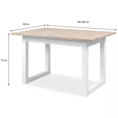 Extension table Houston 80B - 120-160 x 75 x 80 cm - Travertine effect tray - 1 extension included - 8 persons