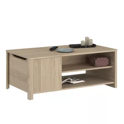 Rectangular BETTY coffee table - Made of particle board revetu paper - Décor chene - Classic - L110 x H42 x D60 cm