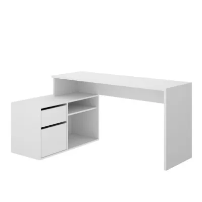 Reverse corner desk 1 drawer + 1 door - White - W 139 x D 92 x H 75 cm - ROX