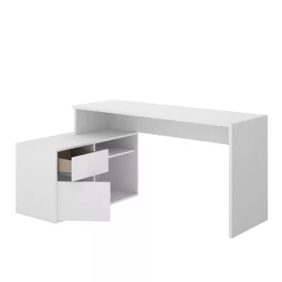 Reverse corner desk 1 drawer + 1 door - White - W 139 x D 92 x H 75 cm - ROX