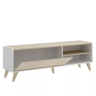 Ensemble meuble TV table basse buffet NESS - Mélaminé - Style scandinave - Chene et blanc