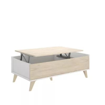 Ensemble meuble TV table basse buffet NESS - Mélaminé - Style scandinave - Chene et blanc