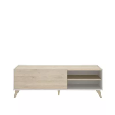 Ensemble meuble TV table basse buffet NESS - Mélaminé - Style scandinave - Chene et blanc